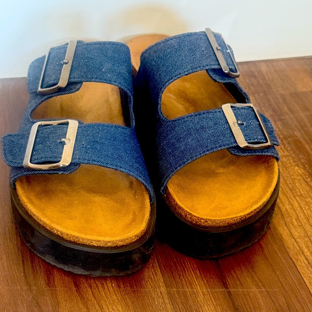 Cotton on denim platform sandles